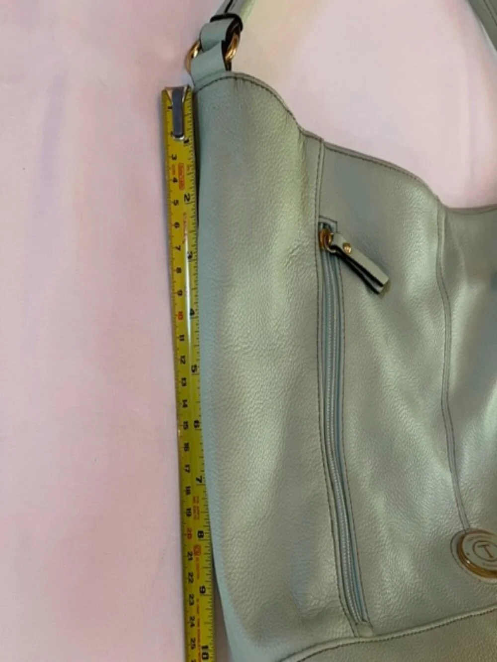 TIGNANELLO | Mint Green Pebbled Leather Handbag Purse Hobostyle